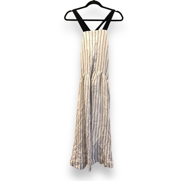 Melloday | White Pinstriped Midi Tiered Sleeveless Crepe Dress | Size XS - Picture 1 of 8